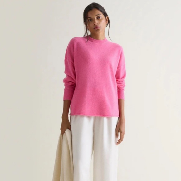 Zara Women’s Knit Sweater 100% Cashmere High low Barbie Pink Sz M oversized - Picture 4 of 16